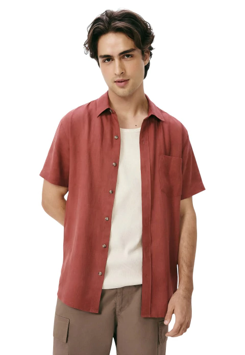 Camisa Hering Linho Masculina - Vermelho - comprar online