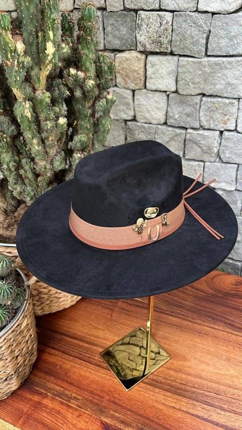 SOMBRERO GAMUZA NEGRO