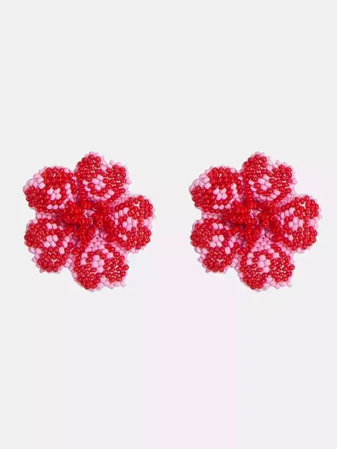 Brinco Hibisco - rosa e vermelho - comprar online