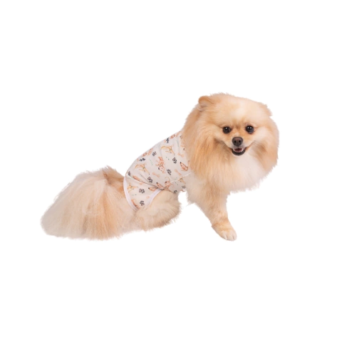 Roupa Pós Cirúrgica Unissex UV Castração Cães Cachorrinhos Off-White
