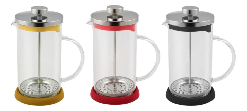 CAFETERA EMBOLO BASE SILICONA 600ML ROJO