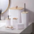 Set de Baño Plastico Blanco y Bambú 6 Piezas en internet