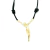 COLAR COURO PRETO CRISTO BANHO OURO