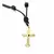 COLAR MARROM CRUZ CHANFRO BANHADO OURO