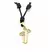 COLAR MARROM CRUZ 3D BANHADO OURO