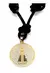 COLAR COURO PRETO NOSSA SENHORA CRAVEJADO BANHADO OURO