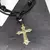 COLAR COURO MARROM CRUZ DETALHADA BANHADA OURO - Demidio Design