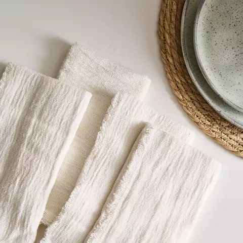 PRE ORDER - Set de 4 servilletas gasa lisa color Off White