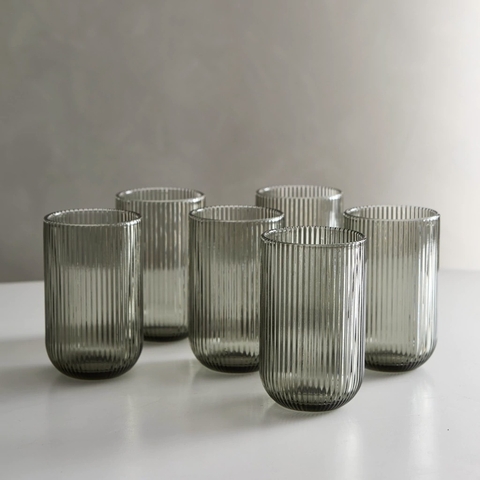 Set x 6 Vaso alto labrado gris Roma - comprar online