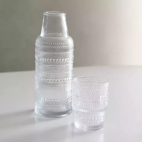 Set Noche de Botella con Vaso de vidrio Bubble