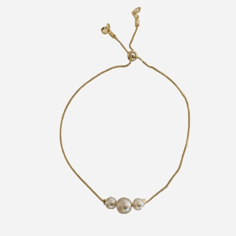 Pulseira 3 pérolas dourada - comprar online