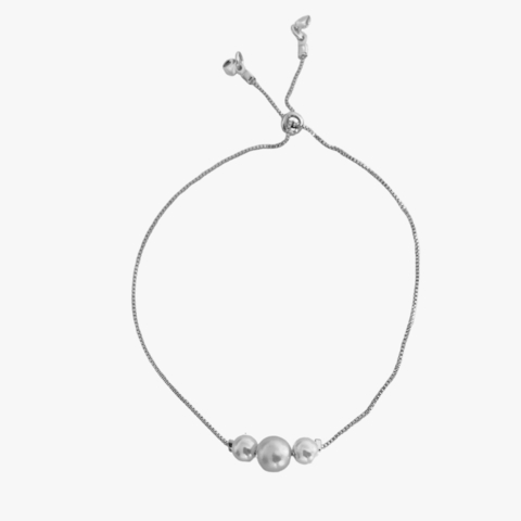 Pulseira 3 pérolas prata - comprar online