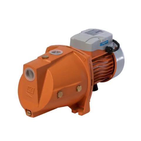 Bomba autoaspirante Lusqtoff SWP255A de 1HP con carcasa naranja y motor blanco.