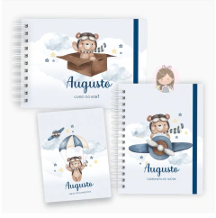 Kit maternidade - minhas memórias com caixa | Tema: Ursinho aviador