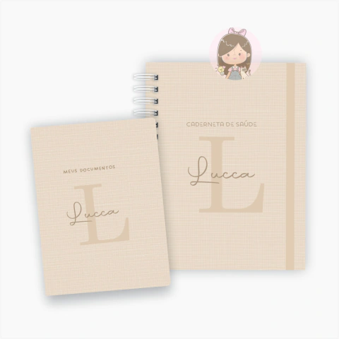 Caderneta de Vacinação + Porta Documentos Mini : Linho bege