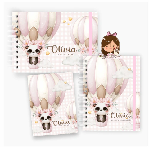 Kit maternidade - minhas memórias com caixa | Tema: Panda baloeira