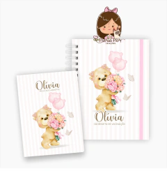 Caderneta de Vacinação + Porta Documentos Mini : Ursinha floral