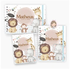 Kit maternidade - minhas memórias com caixa | Tema: Animais aquarela