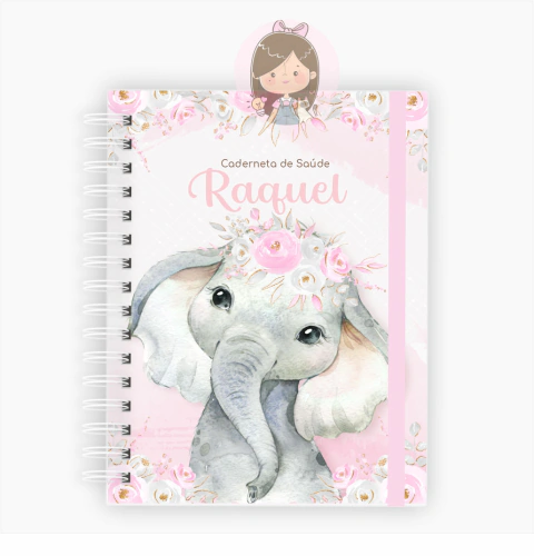 Caderneta de vacinação | Tema: Elefante floral