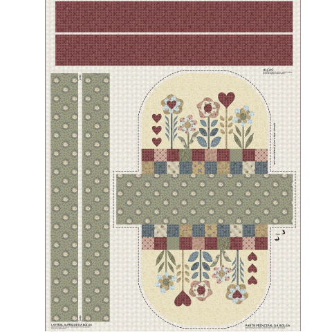 Painel Bolsa Amo Aplique - Painel com apenas 1 bolsa completa - Tecido Digital 100% algodão - Fuxicos e Fricotes - comprar online