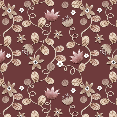 Tecido Tricoline 100% algodão digital - Ramos Merlot fundo vinho - MER001 - 50cm x 1,50m - comprar online