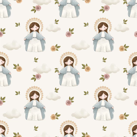 Tecido Tricoline 100% algodão digital - Nossa Senhora das Graças - NSS002 - 50cm x 1,50m - comprar online