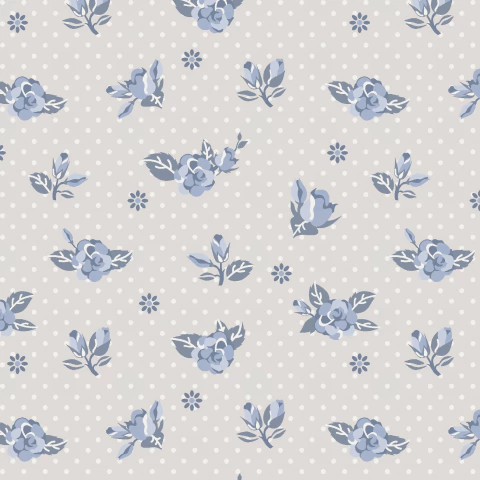 Tecido Tricoline 100% algodão - Florescer azul e cinza - RT565 - 50cm x 1,50m - comprar online