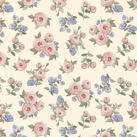 Tecido Tricoline 100% algodão digital - Floral Grande Shabby Chic - SHA002 - 50cm x 1,50m