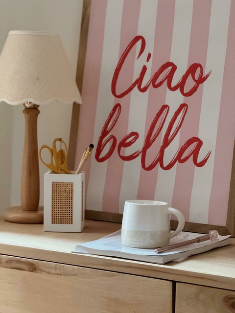 Cuadro Ciao Bella rosa y rojo - comprar online