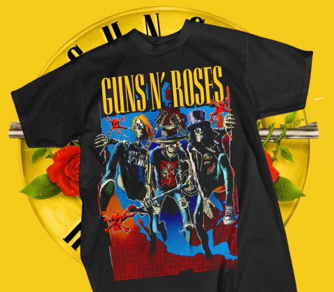 DISEÑO INDIVIDUAL GUNS N ROSES DTF SEMITONOS PNG