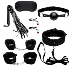 Kit Sado Bondage Preto 7 Itens