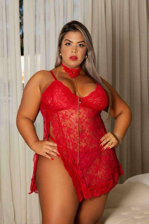 CAMISOLA VERMELHA PLUS SIZE COM RENDA