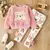 Conjunto de 2 piezas - Buzo polar con bordado de oso y leggings con estampado y moños - comprar online