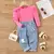 Conjunto de 2 piezas - Camiseta Rosa con manga princesa + Jeans - comprar online