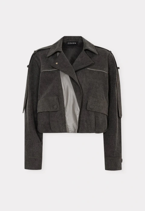 Jaqueta Jeans Detalhe Couro - Coven