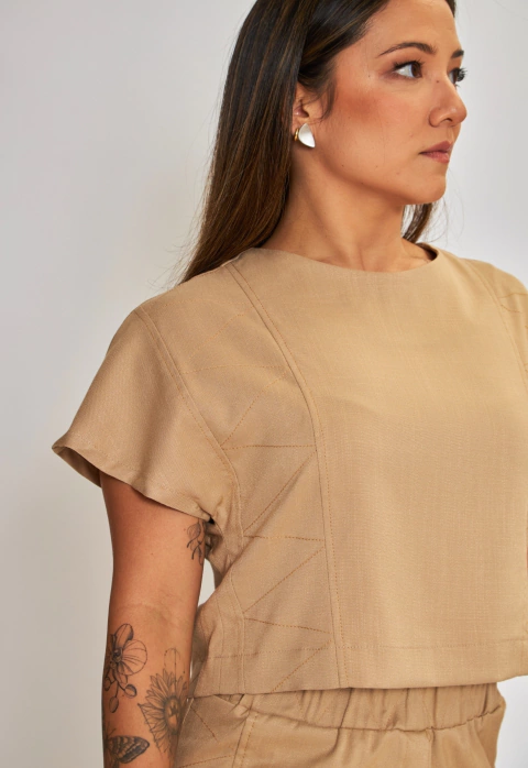 BLUSA PESPONTO BEGE - comprar online