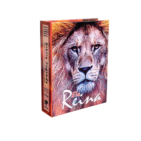 Bíblia capa dura especial com harpa média - leão ele reina