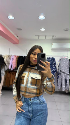 Cropped Franelado Xadrez Marrom SKU 568 - comprar online