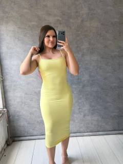 Vestido poliamida midi alcinha amarelo 6240 - comprar online