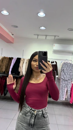 Body Poliamida Com Manga Longa Trançado Nas Costas Bordo SKU 592 - comprar online