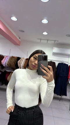 Body Poliamida Costas Nua Com Manga Longa Off White SKU 374 - comprar online