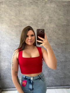 Cropped Regata Canelado Gola Quadrada vermelho SKU 5788 - comprar online