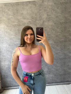 Cropped Canelado Alcinha Fina Lilás SKU 5790 - comprar online