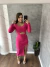Vestido Midi Manga Longa Detalhe De Amarrar Na Perna Rosa Francine SKU 5083 - comprar online