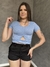 Cropped Com Manga Canelado Com Detalhe Aberto Na Barriga na internet