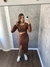 Vestido Mídi Canelado Manga Longa C/ Nó Na Barriga Venus Marrom SKU 5258