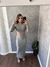 Vestido Midi Manga Longa Detalhe Argola Na Barriga Cinza Julia SKU 5085