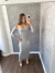 Vestido Ribana Manga Longa Ombro A Ombro Amarração Atrás Karina Cinza SKU 5322