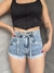 Short Jeans Manchado Com Cordinha