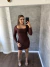 Vestido Canelado Térmico Gola Quadrada Kelem Marrom ESCURO SKU 5220
